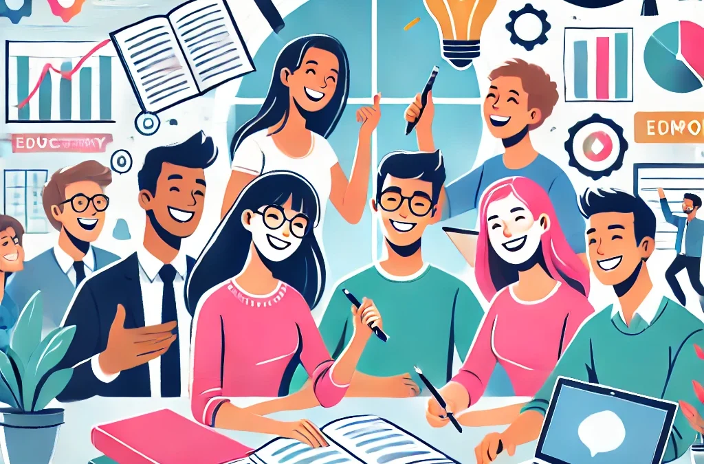 Ilustración de jóvenes motivados con su futuro